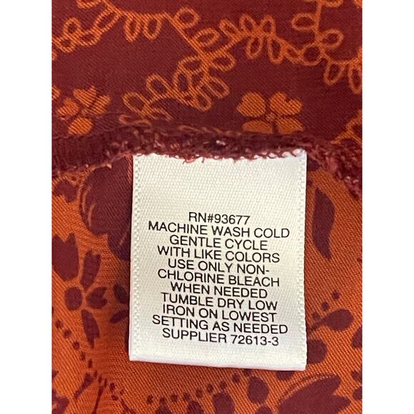 Liz Claiborne Blouse Satin V Neck Ruffle Neck Paisley XL - Picture 8 of 8